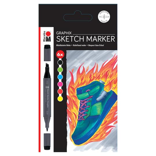 Marabu Graphix 6 Color Heat Sketch Marker Set